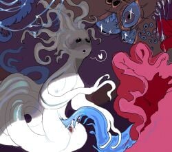 blue_eyes blush blushing female female_only fingering fingering_partner fish fish_girl fish_humanoid flat_chest flat_chested flesh_fang flesh_tunnel flesh_wall flesh_whiskers horror larger_female look_outside looking_at_another looking_up mawshot monster monster_girl monster_on_female pussy pussy_juice saliva saliva_drip saliva_string saliva_trail small_breasts smaller_female summer_(look_outside) sybil_(look_outside) tentacle tentacle_hair tentacles tounge tounge_out traindork white_skin yuri