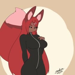 1girls 2_tails 2d 2d_animation akane_(zedrin) animated anthro areolae belly belly_expansion big_belly big_breasts big_pussy black_clothing breasts breasts_bigger_than_head brown_body brown_skin decompression expansion female female_only fox fox_ears fox_girl fox_tail growing growing_breasts hair hair_accessory heart hips multi_tail pussy red_hair tagme tight_clothing weight_gain wide_hips zedrin