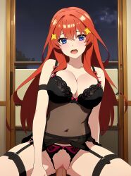 ai_generated anime cowgirl_position go-toubun_no_hanayome large_breasts lingerie nakano_itsuki quintuplets ranwai sex stable_diffusion