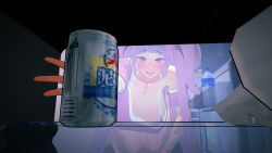 3d beer_can fridge koikatsu original_character reaching_out smiling spidey-dude third_person_view yumi_kohno