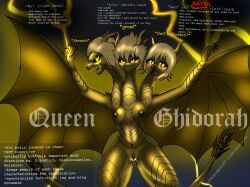 female godzilla_(series) king_ghidorah queen_ghidorah small_breasts zachthehedgehog97-2