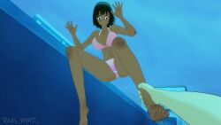 3d bikini blush breasts character_request copyright_request dangerous dark-skinned_female drowning female pool redsmmd scared underwater water