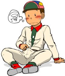 10s 1boy 2016 21_emon bulge erect_penis erection gay human male male_only simple_background solo tagme taku_hiraku white_background