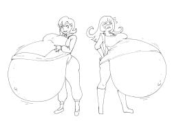 2girls 2pregnancy 5-volt enjoying_pregnancy female_only hyper_pregnancy mona_(warioware) nintendo pregnancy pregnant pregnant_belly pregnant_female sketch uncolored warioware