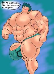 big_muscles commission hyper_muscles hyper_penis izuku_midoriya man_thong muscle_growth muscular_male my_hero_academia revindi side_profile