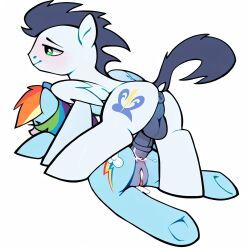 ai_generated anal anal_sex blue_body blue_fur blue_hair bodily_fluids cum cum_in_ass cutie_mark dock duo equine feral feral_on_feral feral_penetrated feral_penetrating feral_penetrating_feral friendship_is_magic genital_fluids hair hasbro hooves horse my_little_pony pegasus pony rainbow_dash_(mlp) rainbow_hair soarin_(mlp) wings wonderbolts_(mlp)