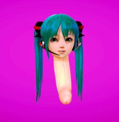 3d detached_head hatsune_miku monophallia penis penis_neck purple_background simple_background unusual_genitalia_placement unusual_penis_placement vocaloid what ztcj