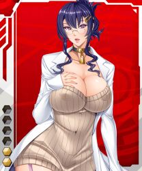 00s blue_hair breasts card_(medium) card_(r) card_(red-r) fei_(maidoll) female female_focus glasses himehagi_saki large_breasts lilith-soft official_art solo tagme taimanin_(series) taimanin_asagi taimanin_asagi_battle_arena taimanin_asagi_battle_arena_all_card_gallery taimanin_asagi_kessen_arena uniform