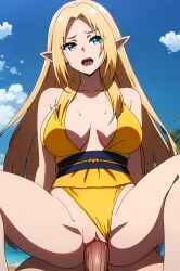 ai_generated alpha_(the_eminence_in_shadow) anime big_breasts bikini bondage cowgirl_position kage_no_jitsuryokusha_ni_naritakute! large_breasts male_human/female_elf ranwai sex stable_diffusion swimsuit_aside the_eminence_in_shadow vaginal_penetration