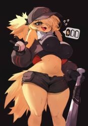 anthro anthro_only baseball_(ball) baseball_bat breasts clothed clothing female female_only furry furry_only jolteon pokémon_(species) pokemon pokemon pokemon_(species) tagme yoru_vida