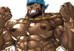 1boy 2024 abs archie_(pokemon) areola bandana bara barazoku beard biceps big_muscles big_pecs blue_bandanna blue_kerchief bodily_fluids dark-skinned_male dark_skin deltoids facial_hair facial_marking facial_markings gay genitals glans glistening glistening_body gold_(metal) gold_jewelry gold_necklace head_markings holding_object holding_pokeball jewelry kerchief looking_at_viewer male male_only markings muscular muscular_male necklace necklace_pull nintendo nipples nude obliques pecs penis pokeball pokemon serratus simple_background solo sweat team_aqua terujirou terujirou_(masateruteru) vein veiny_muscles video_games white_background x_marking