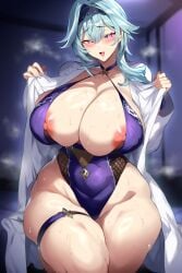 1girls ai_generated areolae big_breasts big_thighs blush breasts busty curvy eula_(genshin_impact) female genshin_impact gigantic_breasts gigantic_thighs huge_breasts huge_thighs large_breasts large_thighs massive_breasts massive_thighs nipples sweat swimsuit taf4_novelai thick_thighs thighs voluptuous