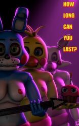 3d 4k angry_expression animatronic bird bird_girl blue_body blue_eyes bunny bunny_ears bunny_girl cupcake_(fnaf) disboi215 five_nights_at_freddy's five_nights_at_freddy's:_sister_location five_nights_at_freddy's_(film) five_nights_at_freddy's_2 fnaf fox fox_ears fox_girl green_eyes guitar highres lipstick looking_at_viewer mangle_(fnaf) pink_body pink_cheeks pink_nipples red_cheeks red_lipstick red_nipples robot rosy_cheeks sfm shiny_skin source_filmmaker topless topless_female toy_bonnie_(fnaf) toy_chica_(fnaf) white_body yellow_body yellow_eyes