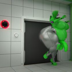 3d big_ass big_breasts big_penis bottom_heavy breasts bubble_butt futanari gigantic_breasts green_outsider_(qzk_forte) haydee huge_ass huge_cock overweight penis qzk_forte solo thick_thighs wide_hips