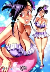 1girls big_breasts black_hair female female_only final_fantasy final_fantasy_vii final_fantasy_vii_rebirth final_fantasy_vii_remake flower_in_hair hi_res looking_at_viewer red_eyes sasatseng smiling smiling_at_viewer solo square_enix swimsuit swimwear tied_hair tifa_lockhart very_high_resolution