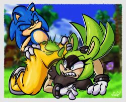 1boy 1girls big_ass big_butt blue_fur doggy_style duo enemies_having_sex furry furry_ass furry_ears furry_female furry_only green_fur green_hill_zone patatero69 sonic_(series) sonic_the_hedgehog sonic_the_hedgehog_(series) straight surge_the_tenrec