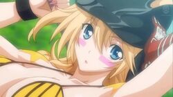 animated baseball bikini blonde_hair blue_eyes breasts female hentai large_breasts long_hair pink_pineapple sandy_bash suketto_sanjou!! suketto_sanjou!!_the_animation video