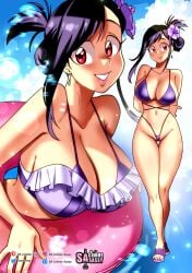 1girls big_breasts bikini black_hair female female_only final_fantasy final_fantasy_vii final_fantasy_vii_rebirth final_fantasy_vii_remake flower_in_hair g-string hi_res looking_at_viewer red_eyes sasatseng smiling smiling_at_viewer solo square_enix swimsuit swimwear tied_hair tifa_lockhart very_high_resolution