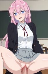 ai_generated anime bondage classroom cowgirl_position kawaii_dake_ja_nai_shikimori-san large_breasts ranwai school_uniform sex shikimori_micchon stable_diffusion