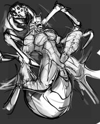 anal animal_genitalia animal_penis crazy_armor cum_milking insects monochrome penis_milking rape size_difference sketch