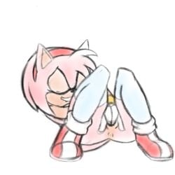 amy_rose anthro ass big_butt eulipotyphlan female fingering genitals hedgehog mammal masturbation nude radiantemerald sega simple_background smile solo sonic_(series) sonic_the_hedgehog_(series) tail thick_thighs