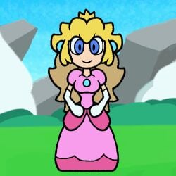 1girls animated blonde_hair breasts chabble female female_only full_body looking_at_viewer looping_animation mario_(series) nipples outdoors pink_hair princess_peach slime slime_girl slime_hair solo super_mario_bros._wonder transformation transformation_sequence wubba