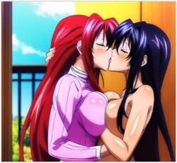 ai_generated akeno_himejima girl_on_girl high_school_dxd lesbian_couple lesbian_kiss lesbian_sex rias_gremory yuri