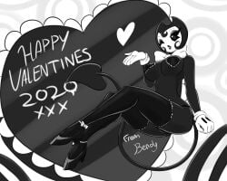 1girls bendy bendy_and_the_ink_machine bendy_fem bendy_the_dancing_demon bethy_(laranthrod) black_and_white breasts female female_only latiar tagme valentine's_day