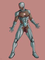 adaptabel african african_male cyborg cyborg_(dc) dark-skinned_male dark_skin dc flaccid flaccid_penis male male_only melanin muscles muscular muscular_male penis precum precum_drip robot solo solo_male superhero victor_stone