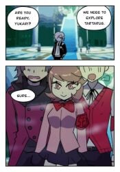 1girls 3boys akihiko_sanada armband blush blush_lines comic comic_page cuckold cuckolding dialogue english english_text hasselnut makoto_yuki netorare ntr persona persona_3 shinjiro_aragaki tagme wolfgang_bang yukari_takeba
