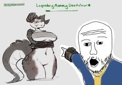 anthro blush curvy curvy_female curvy_figure deathclaw fallout female female_deathclaw soyjak tied_up trashyy