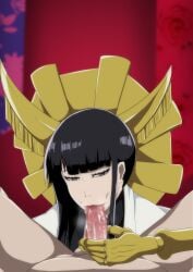 1girls ayaka_(artist) black_hair bleach blowjob censored cum fellatio lipstick looking_at_viewer partial_male pov robotic_arm seductive_look shutara_senjumaru vacuum_fellatio