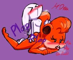 anthro anthro_on_anthro anthro_penetrating_anthro blush chuggy_(padhasnx) closed_eyes fur furry furry_only lagomorph male_penetrating_female mammal nude nude_female nude_male original_character padhasnx penetration plap pleasure_face rodent squirrel tongue_out