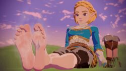 1girls animated doopysart_(artist) feet foot_fetish foot_focus princess_zelda steam steaming_feet tears_of_the_kingdom the_legend_of_zelda toe_scrunch zelda_(tears_of_the_kingdom)