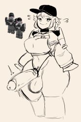 1futa balls big_breasts bottomless clothed clothing erection futa_only futanari huge_cock huge_hips mochi_dullahan no_nose partially_clothed penis reference_image roblox roblox_avatar sketch solo standing tagme thick_thighs wide_hips