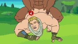 2boys all_fours anal anal_sex animated anon ass bandana blonde_hair blue_sky brown_skin closed_eyes dark-skinned_male fortnite gay gay_sex gloves grass hands_on_ass hints0 holding_butt jonesy_(fortnite) knocked light-skinned_male male male_only muscular muscular_male naked no_visible_genitalia on_ground outside outside_sex penetration pixel_art squatting very_dark_skin yaoi