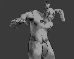 bowtie bunny_ears five_nights_at_freddy's flaccid flaccid_cock flaccid_penis furry male male_only monochrome naked solo solo_male springtrap springtrap_(fnaf) standing zember968