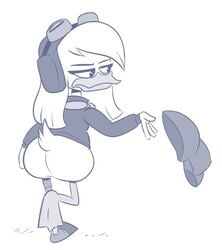 anthro big_ass della_duck disney duck ducktales ducktales_(2017) monochrome scobionicle99 white_background