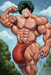 ai_assisted ai_generated armpit_hair izuku_midoriya male male_only muscular muscular_male my_hero_academia penis shiin_(ai_generated) speedo veiny_penis