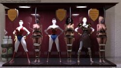 3d 3girls black_hair blonde_hair bound bound_arms bound_legs completely_nude completely_nude_female dc dc_comics diana_prince femsub hippolyta lasso_of_truth mannequin milf mother_and_daughter multiple_girls nude nude_female queen queen_hippolyta thejpeger trophy_case wonder_girl wonder_woman