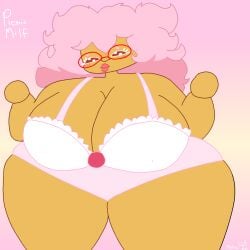 cherry_blossom_cookie cookie_run hyper hyper_breasts hyper_thighs milf mommy mommy_kink nsfwmyka pink_hair smile