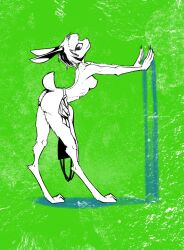 2023 abstract_background absurd_res anne_speck anthro apron apron_only ass breasts clothing digitigrade female fluffy gatonejo green_background hair hands_on_wall hi_res lagomorph leporid looking_at_viewer mammal mostly_nude presenting presenting_hindquarters pupils rabbit short_hair short_tail simple_background slim smile solo standing tail undressed undressing unusual_pupils white_body