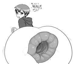 1boy anus anus_focus big_ass bubble_butt dialogue endosoma fat_ass femboy gaping gaping_anus huge_ass hyper hyper_anus hyper_ass hyper_gape large_anus looking_back male male_only massive_ass octoboy puffy_anus rntext swollen_anus thomas_duchock