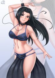 1girls abs alternate_costume arabian arabian_clothes armpits belly_dancer black_eyes black_hair breasts cleavage female female_only harem_outfit housewife long_hair looking_at_viewer mature_female milf mother naruto naruto_(classic) persian_clothing persian_female rocky-ace smile solo source_request thick_thighs toned toned_female uchiha_mikoto wide_hips zoom_layer