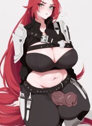 1futa ai_generated big_breasts fat fat_ass futanari horsecock katarina_du_couteau league_of_legends penis pinkdolphin red_hair scar_across_eye solo stomach tattoo