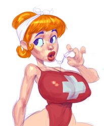 alternate_breast_size alternate_costume alternate_hairstyle dexter's_laboratory dexter's_mom drool drool_string gutterbutter-69 lifeguard milf sketch sketch_page swimsuit