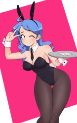 blue_eyes blue_hair breasts doremainc female female_only marcy_(gingrjoke) solo