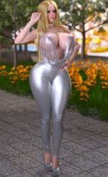 1girls angewomon bimbo blonde_hair high_heels large_ass large_breasts latex platform_heels ruidx