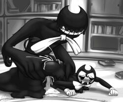 1boy 1girls bendy bendy_and_the_ink_machine bendy_fem bendy_the_dancing_demon bethy_(laranthrod) cum cum_inside latiar no_dialogue no_text