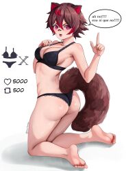 1girls ass bra breasts kemonomimi latam_virtual_youtuber manasenshou multicolored_hair panties raccoon_girl rakkun spanish_text strip_game virtual_youtuber vtuber vtuberfanart white_background